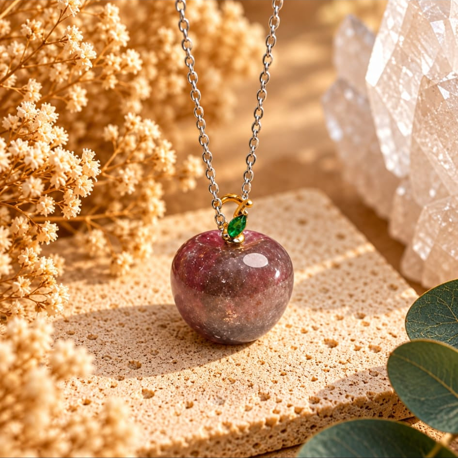 Collar manzana Aventurina granate y rojizos