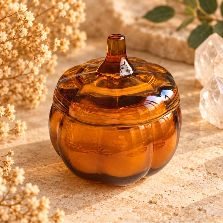Vela cristal con forma de calabaza