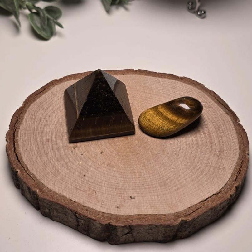Piedra Ojo de Tigre y Piramide