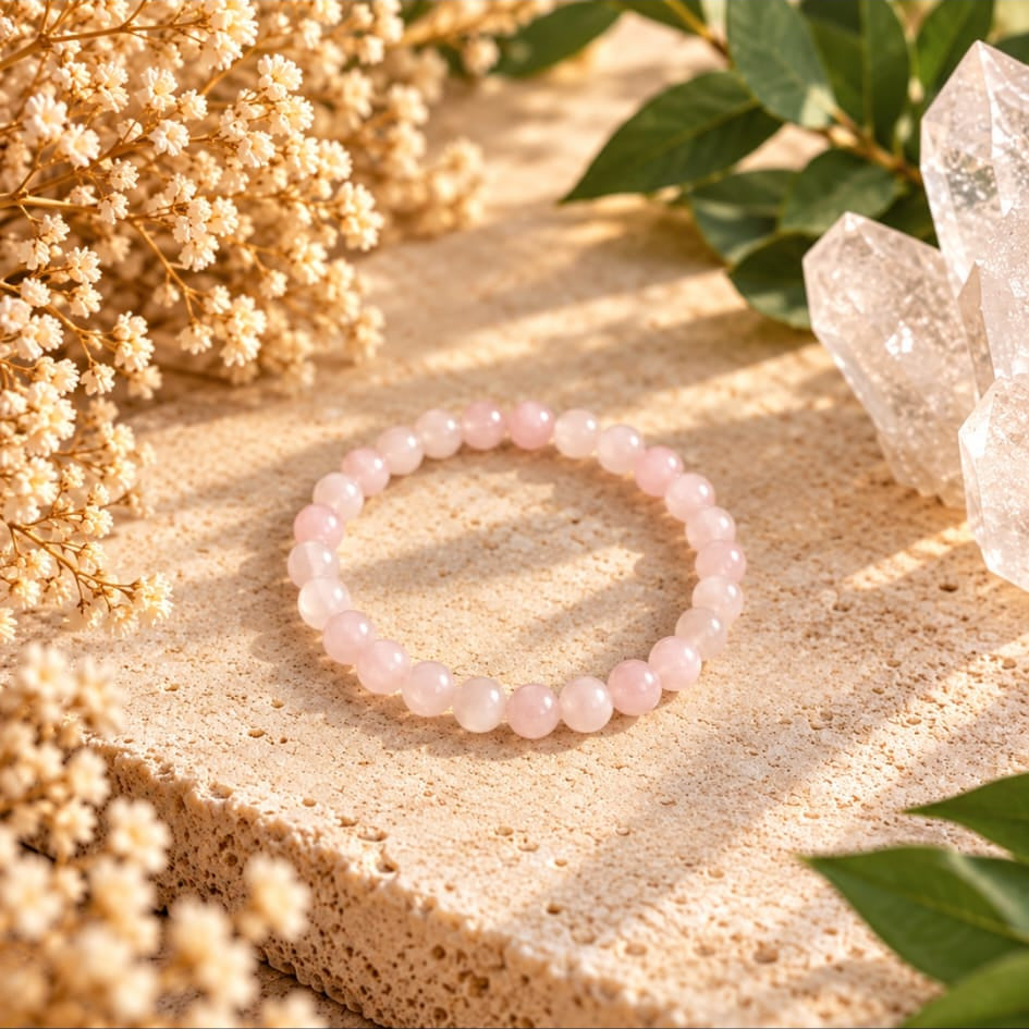 Pulsera " Cuarzo Rosa "
