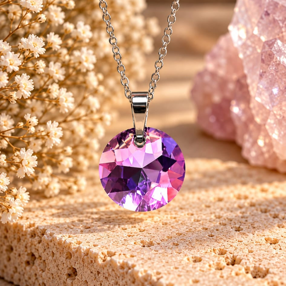 Collar brillante malva