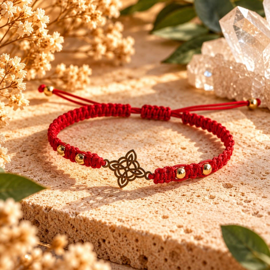 PULSERA" ROJA CON NUDO DE BRUJA"