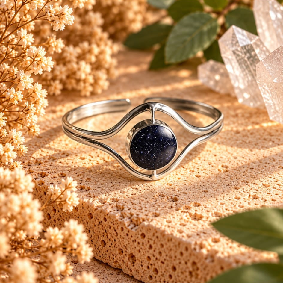 Pulsera brazalete Piedra giratoria "JADE IRLANDES" Y "ARENA AZUL"