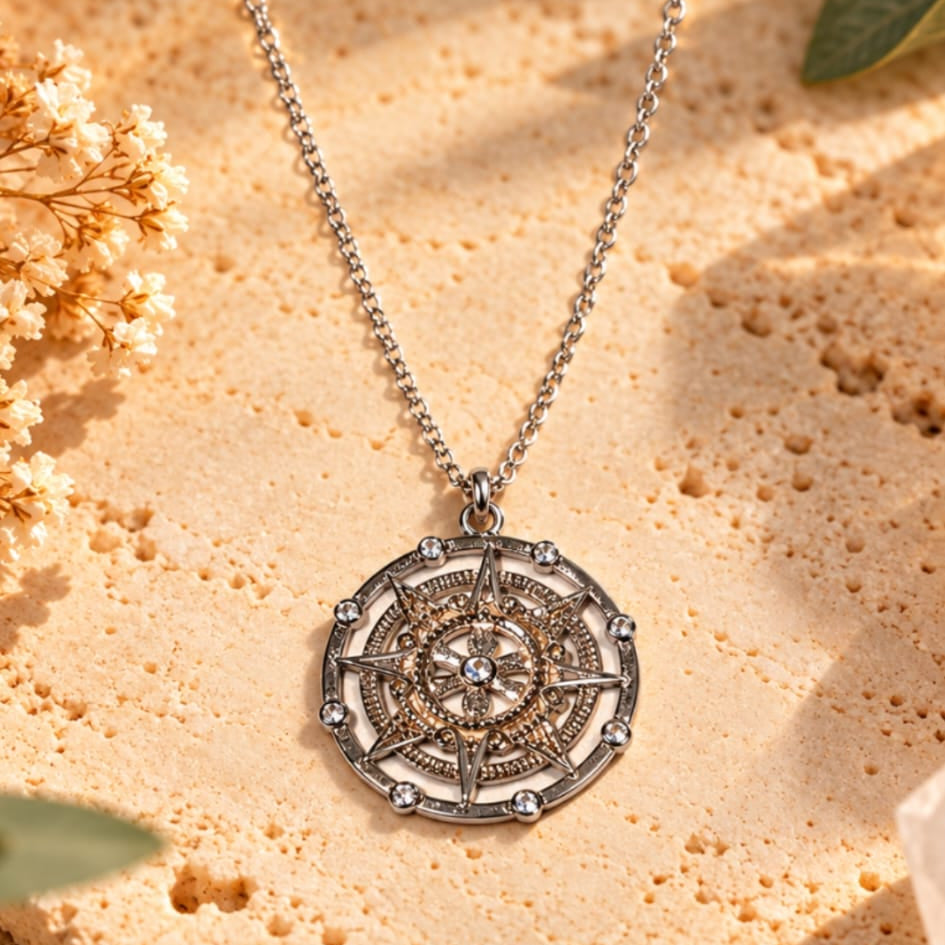 Collar de Rosas de los Vientos en plata