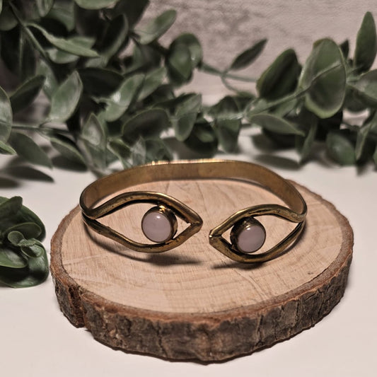 Pulsera Brazalete con cuarzo rosa