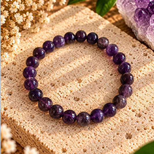 Pulsera" AMATISTA"  DOS TAMAÑOS DE BOLITAS