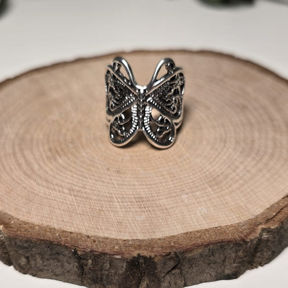 Anillo de Acero de MARIPOSA ajustable