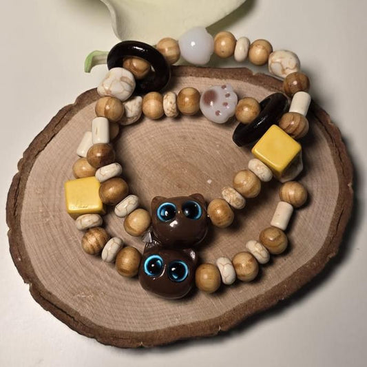 Pulsera Gatito variado Blanco y Amarillo