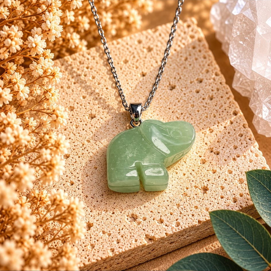 Collar Elefante Aventurina verde