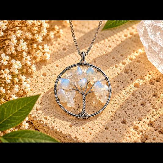 Collar Arbol mineral Opalita