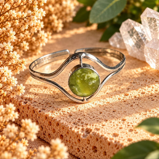 Pulsera brazalete Piedra giratoria "JADE IRLANDES" Y "ARENA AZUL"