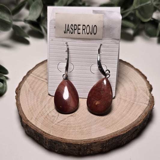 Pendientes de Acero y Jaspe Rojo